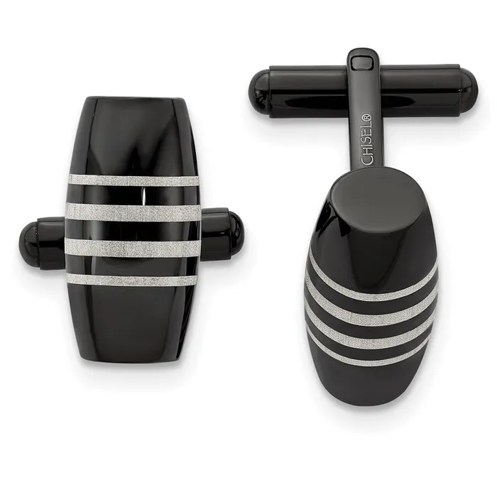 Bracelets TreasureFineJewelers Chisel Stainless Steel Polished Black IPplated Cufflinks Bracelets TreasureFineJewelers Chisel Stainless Steel Polished Black IPplated Cufflinks