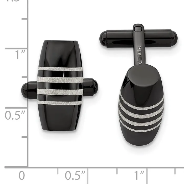 Bracelets TreasureFineJewelers Chisel Stainless Steel Polished Black IPplated Cufflinks
