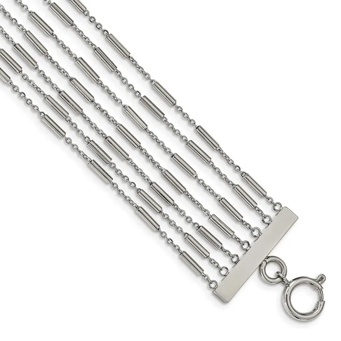Bracelets TreasureFineJewelers Stainless Steel Polished Multi Strand 75in Bracelet Bracelets TreasureFineJewelers Stainless Steel Polished Multi Strand 75in Bracelet