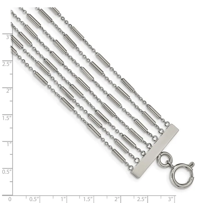 Bracelets TreasureFineJewelers Stainless Steel Polished Multi Strand 75in Bracelet