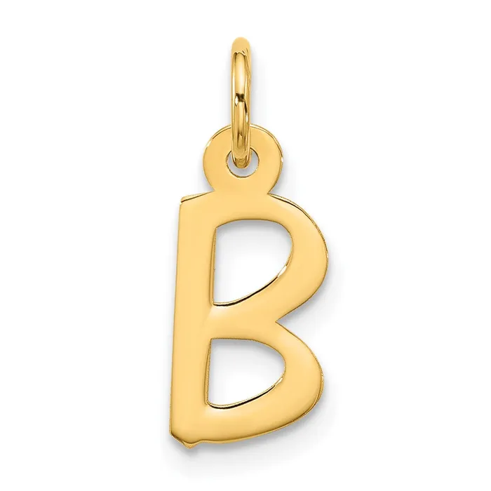 Charm Necklaces 10k Yellow Gold Large Slanted Block Initial B Charm TreasureFineJewelers Charm Necklaces 10k Yellow Gold Large Slanted Block Initial B Charm TreasureFineJewelers