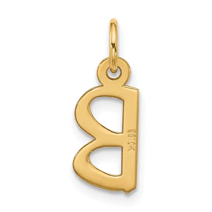 Charm Necklaces 10k Yellow Gold Large Slanted Block Initial B Charm TreasureFineJewelers