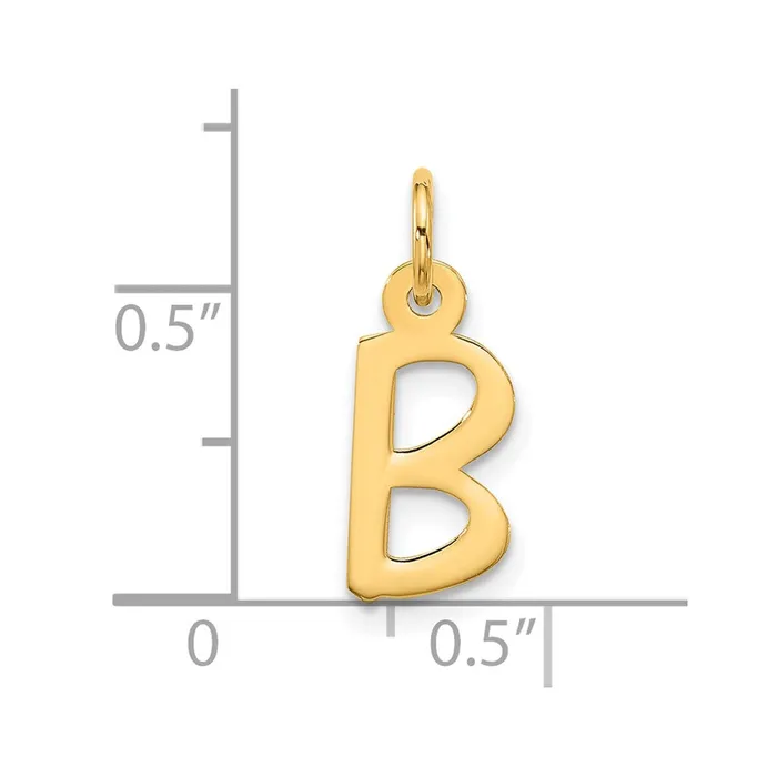 Charm Necklaces 10k Yellow Gold Large Slanted Block Initial B Charm TreasureFineJewelers