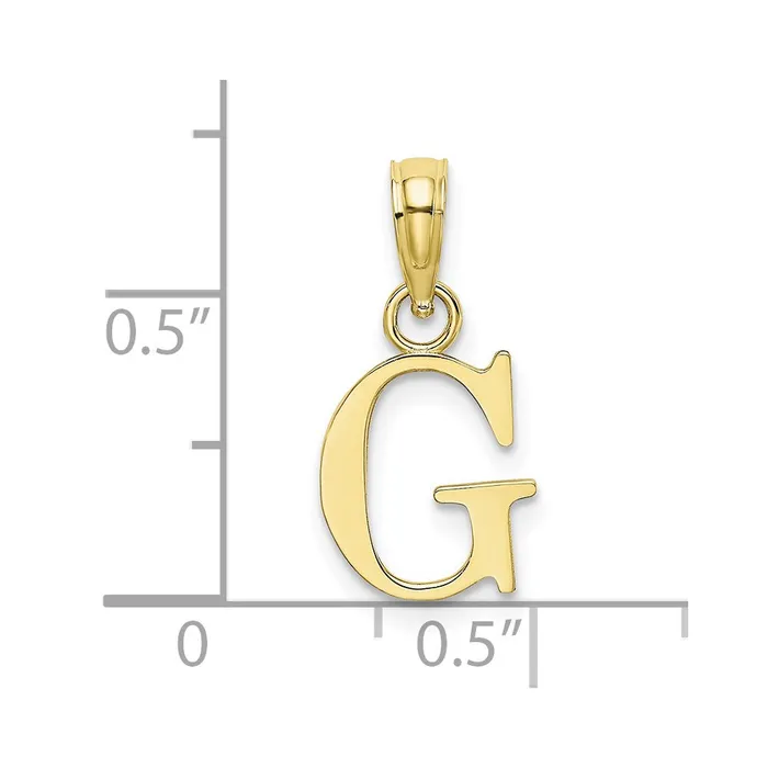 Charm Necklaces 10k Yellow Gold Polished G Block Initial Charm TreasureFineJewelers