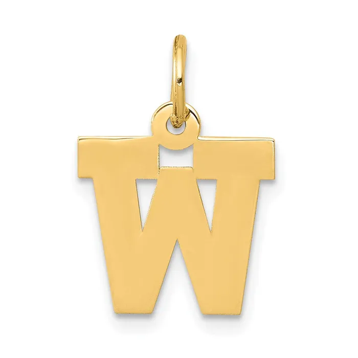 Charm Necklaces 10k Yellow Gold Small Block Initial W Charm TreasureFineJewelers Charm Necklaces 10k Yellow Gold Small Block Initial W Charm TreasureFineJewelers