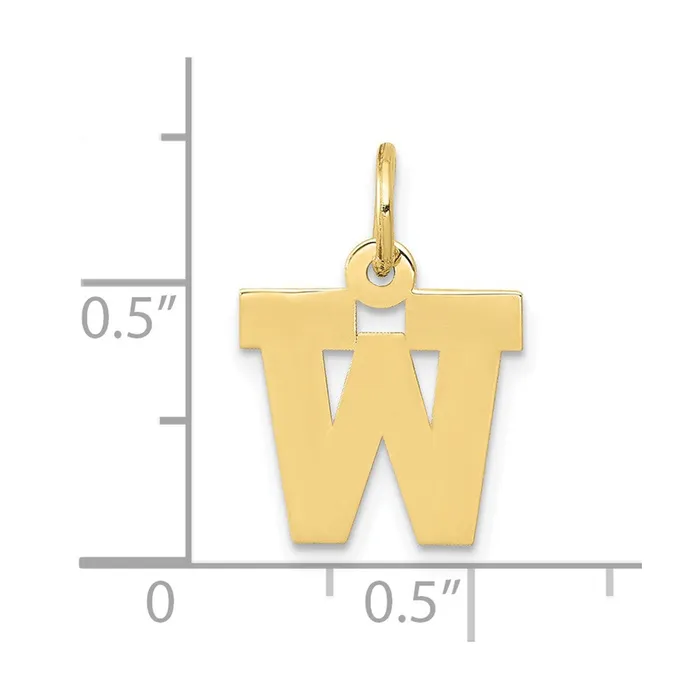 Charm Necklaces 10k Yellow Gold Small Block Initial W Charm TreasureFineJewelers