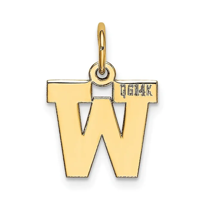 Charm Necklaces 10k Yellow Gold Small Block Initial W Charm TreasureFineJewelers