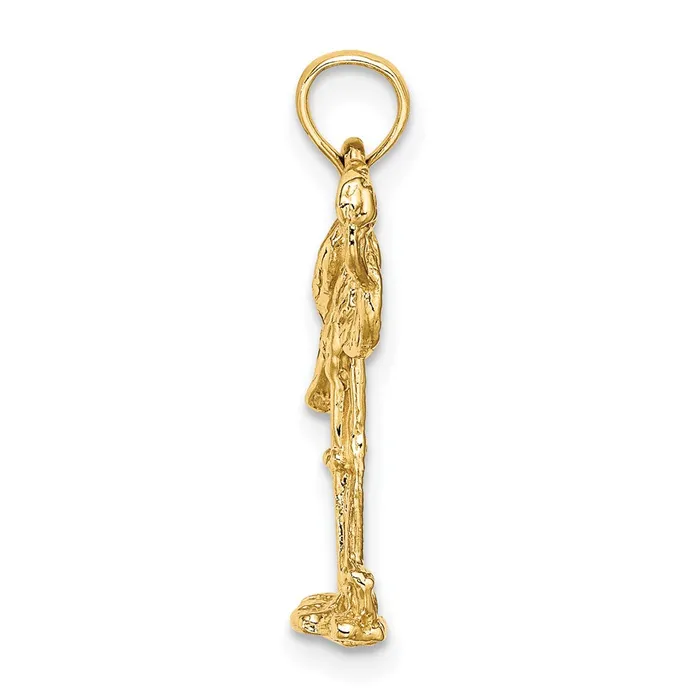 Charm Necklaces 14K 3D Flamingo w Head Up Charm TreasureFineJewelers