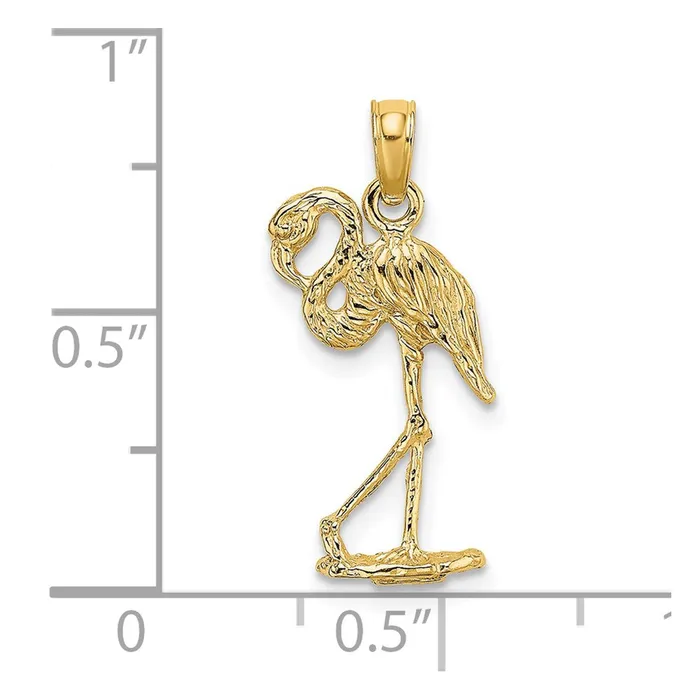 Charm Necklaces 14K 3D Flamingo w Head Up Charm TreasureFineJewelers