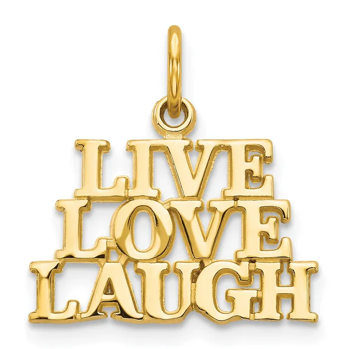 Charm Necklaces 14K Talking LIVE LOVE LAUGH Charm TreasureFineJewelers