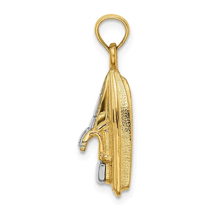 Charm Necklaces 14K wRhodium 3D Wave Runner W Moveable Seat Charm TreasureFineJewelers
