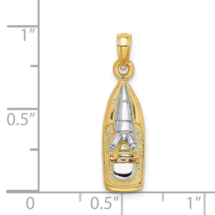 Charm Necklaces 14K wRhodium 3D Wave Runner W Moveable Seat Charm TreasureFineJewelers