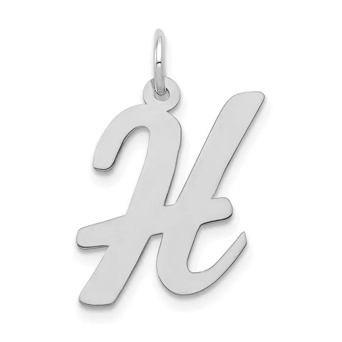 Charm Necklaces 14k White Gold Large Script Letter H Initial Charm TreasureFineJewelers Charm Necklaces 14k White Gold Large Script Letter H Initial Charm TreasureFineJewelers