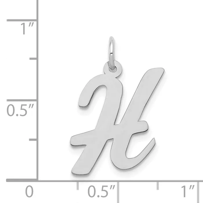 Charm Necklaces 14k White Gold Large Script Letter H Initial Charm TreasureFineJewelers