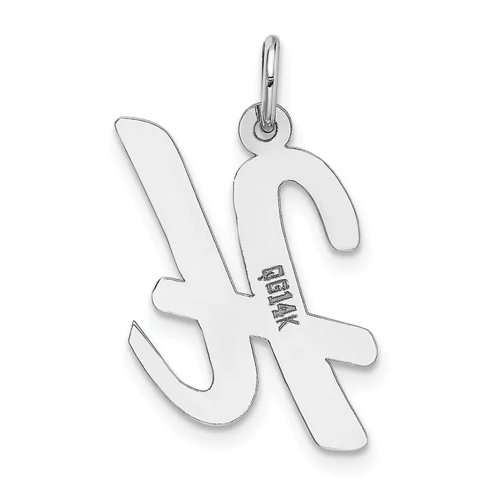 Charm Necklaces 14k White Gold Large Script Letter H Initial Charm TreasureFineJewelers