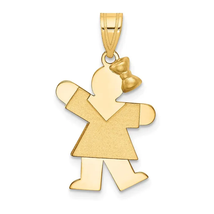 Charm Necklaces 14k Yellow Gold Solid Engravable Girl with Bow on Right Charm TreasureFineJewelers Charm Necklaces 14k Yellow Gold Solid Engravable Girl with Bow on Right Charm TreasureFineJewelers