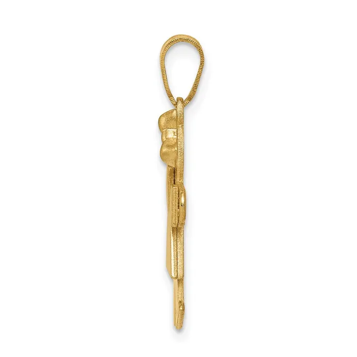 Charm Necklaces 14k Yellow Gold Solid Engravable Girl with Bow on Right Charm TreasureFineJewelers
