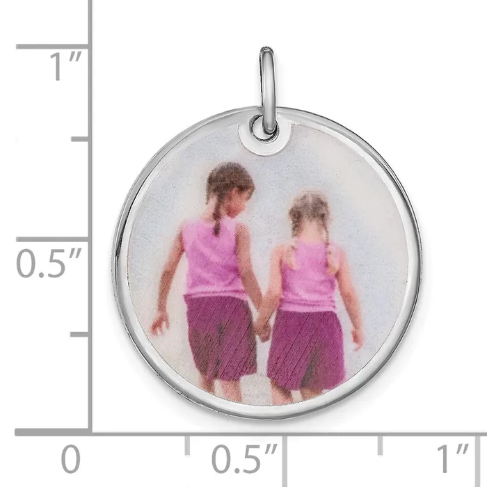 Charm Necklaces SSRhodiumplated Medium Picture Jewelry Disc Charm TreasureFineJewelers