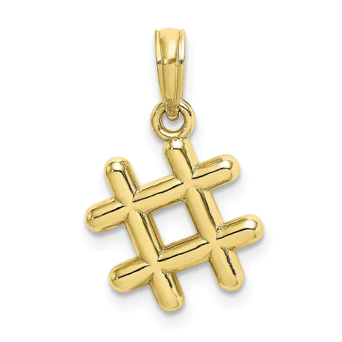 Charm Necklaces TreasureFineJewelers 10K 3D Hashtag Charm