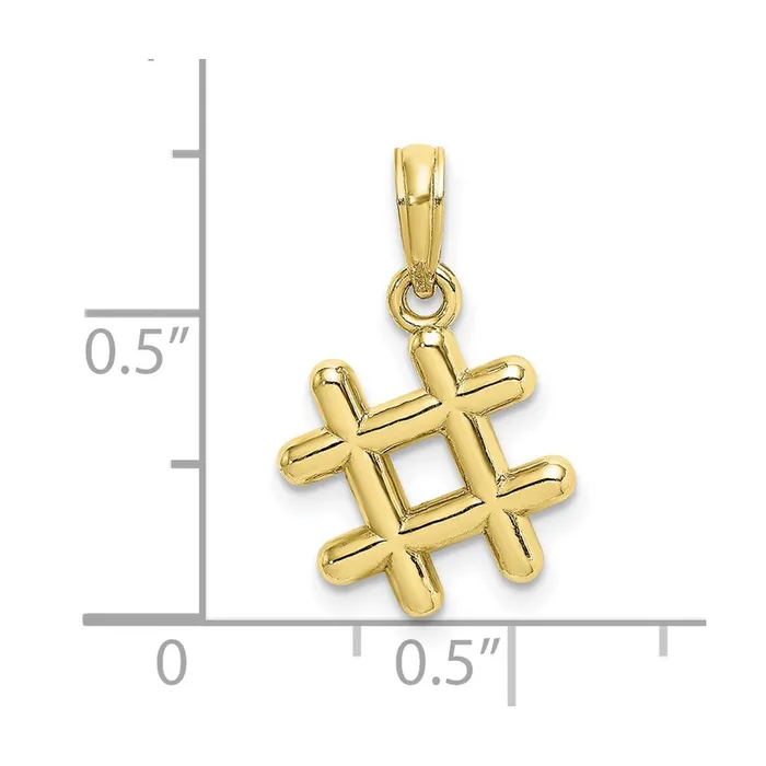 Charm Necklaces TreasureFineJewelers 10K 3D Hashtag Charm