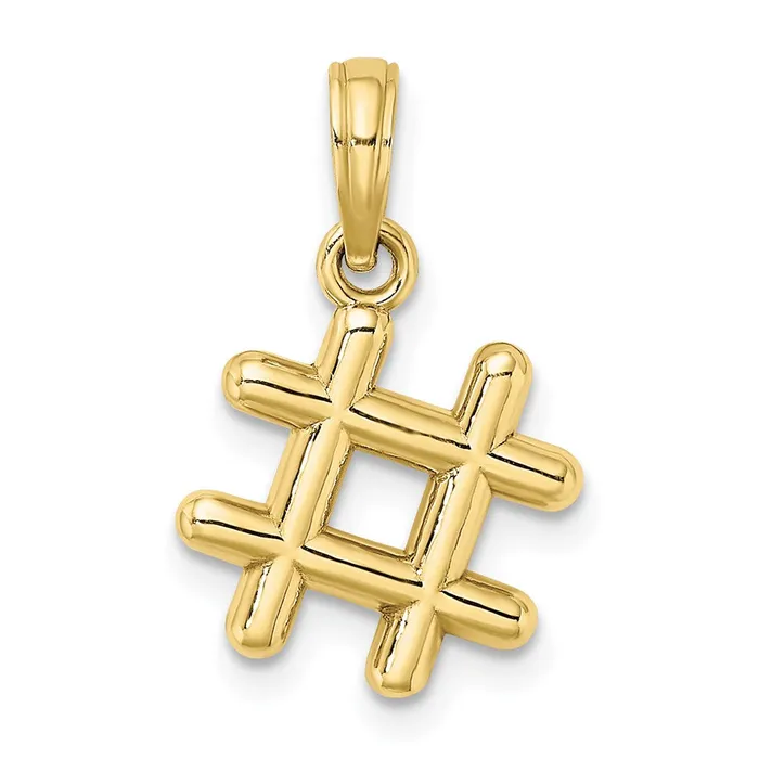 Charm Necklaces TreasureFineJewelers 10K 3D Hashtag Charm