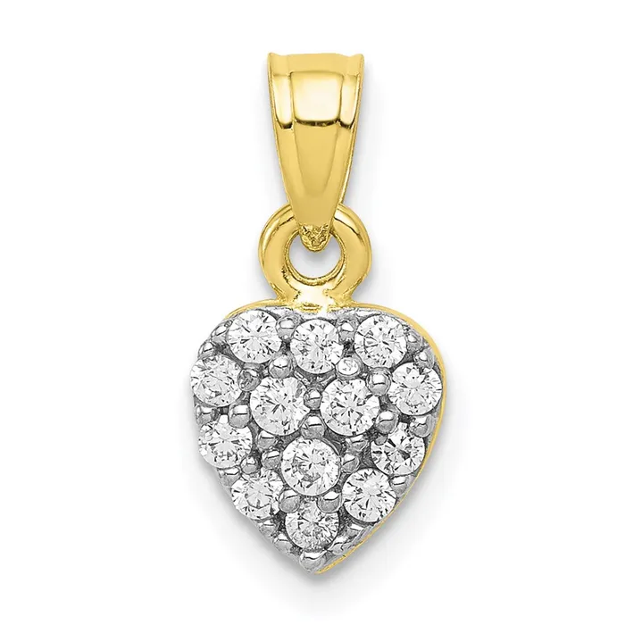 Charm Necklaces TreasureFineJewelers 10k CZ Cluster Heart Charm