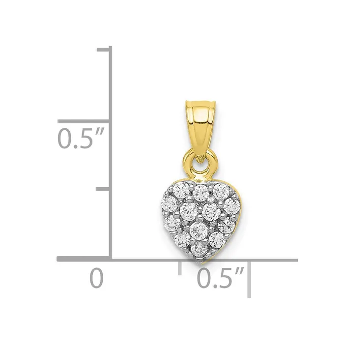 Charm Necklaces TreasureFineJewelers 10k CZ Cluster Heart Charm