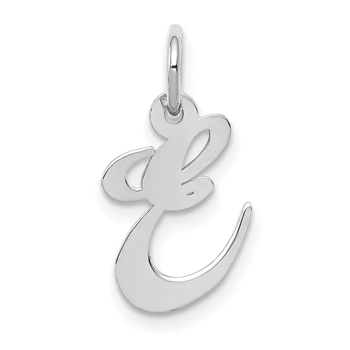 Charm Necklaces TreasureFineJewelers 10k White Gold Small Fancy Script Initial E Charm Charm Necklaces TreasureFineJewelers 10k White Gold Small Fancy Script Initial E Charm