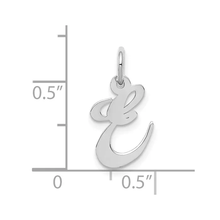 Charm Necklaces TreasureFineJewelers 10k White Gold Small Fancy Script Initial E Charm
