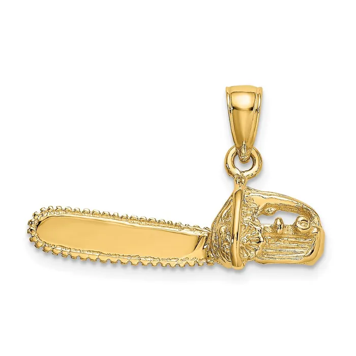 Charm Necklaces TreasureFineJewelers 14K 3D Small Chain Saw Charm