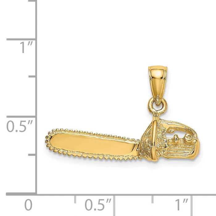 Charm Necklaces TreasureFineJewelers 14K 3D Small Chain Saw Charm