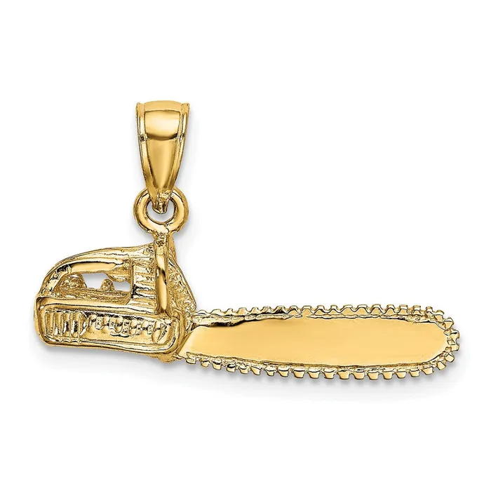 Charm Necklaces TreasureFineJewelers 14K 3D Small Chain Saw Charm