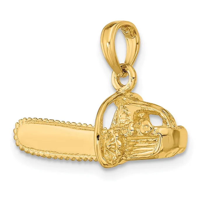 Charm Necklaces TreasureFineJewelers 14K 3D Small Chain Saw Charm