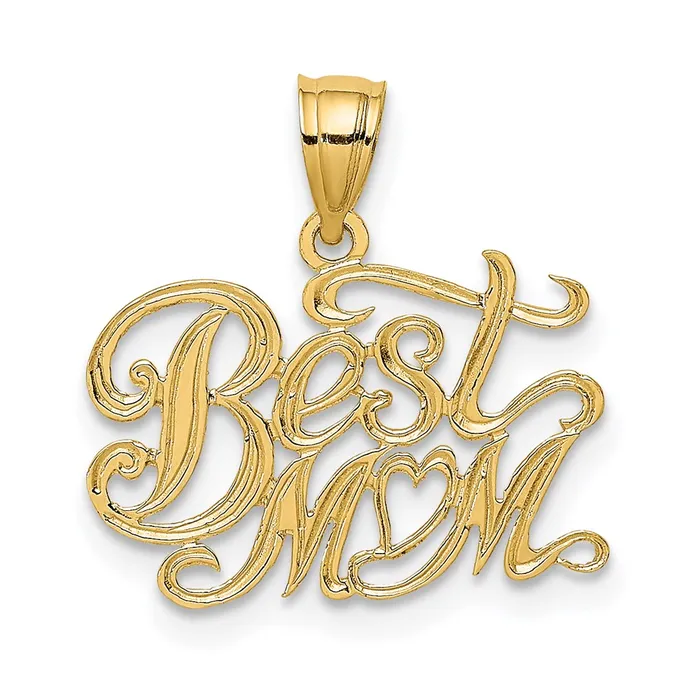 Charm Necklaces TreasureFineJewelers 14k BEST MOM Charm