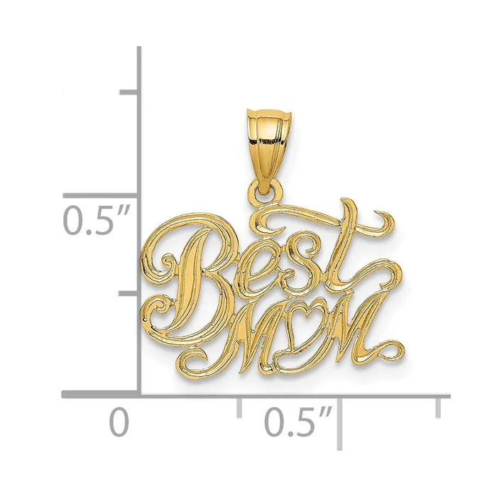 Charm Necklaces TreasureFineJewelers 14k BEST MOM Charm