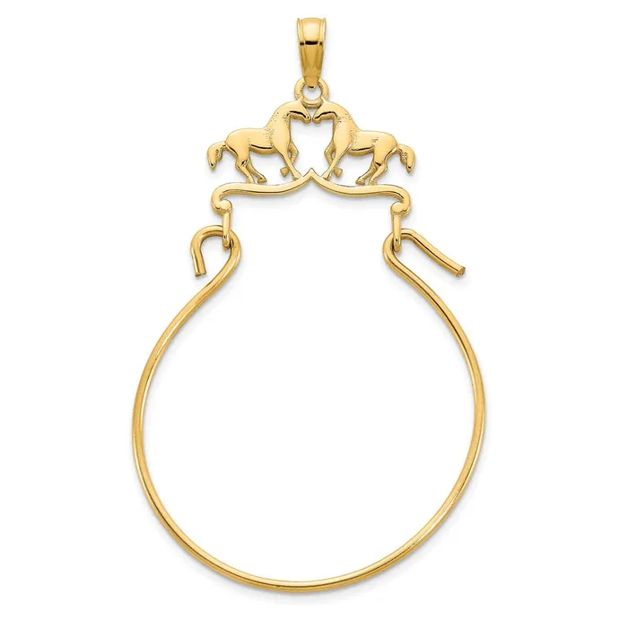 Charm Necklaces TreasureFineJewelers 14k Horse Charm Holder Pendant