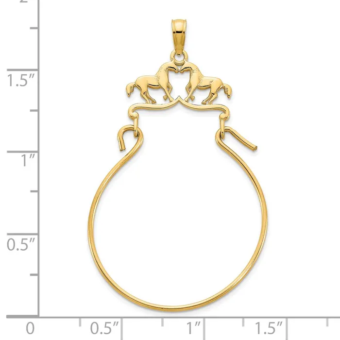 Charm Necklaces TreasureFineJewelers 14k Horse Charm Holder Pendant