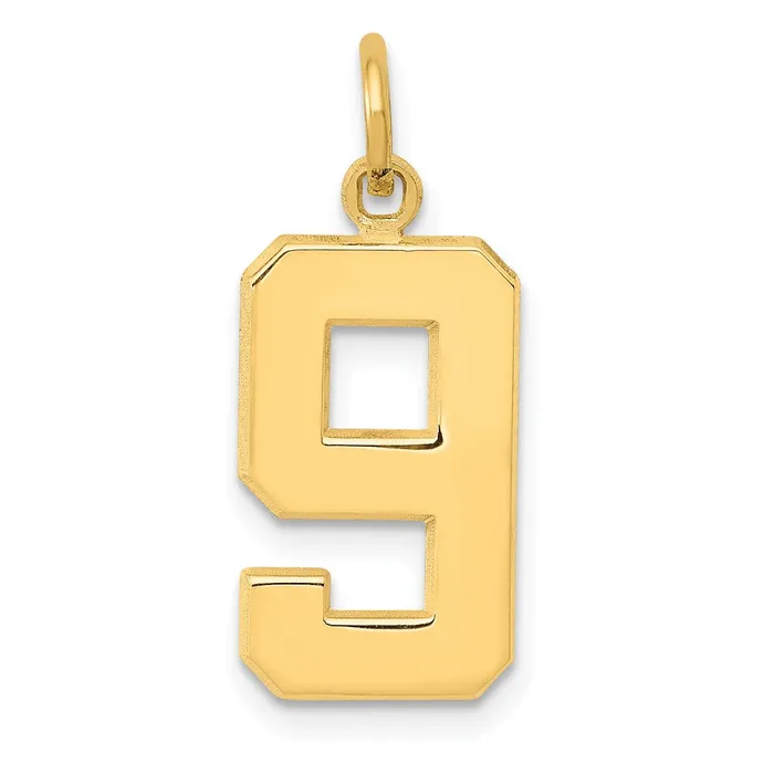 Charm Necklaces TreasureFineJewelers 14k Medium Polished Number 9 Charm