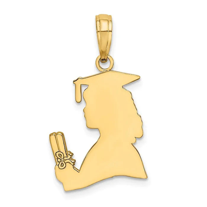 Charm Necklaces TreasureFineJewelers 14K Polished Female Graduation Profile w Diploma Charm Charm Necklaces TreasureFineJewelers 14K Polished Female Graduation Profile w Diploma Charm