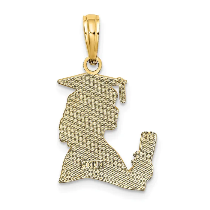 Charm Necklaces TreasureFineJewelers 14K Polished Female Graduation Profile w Diploma Charm