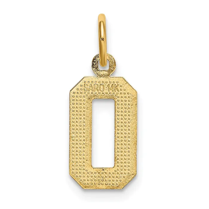Charm Necklaces TreasureFineJewelers 14k Small Brushed Diamondcut Number 0 Charm