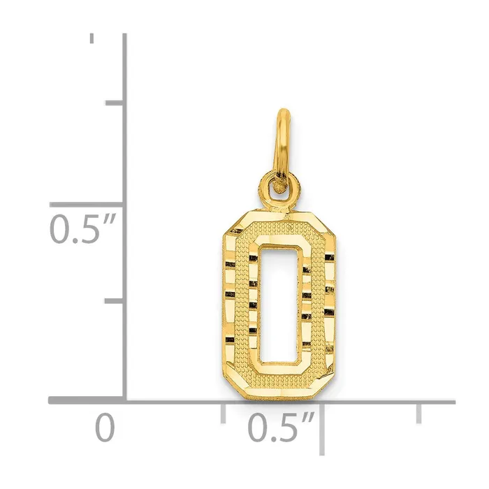 Charm Necklaces TreasureFineJewelers 14k Small Brushed Diamondcut Number 0 Charm