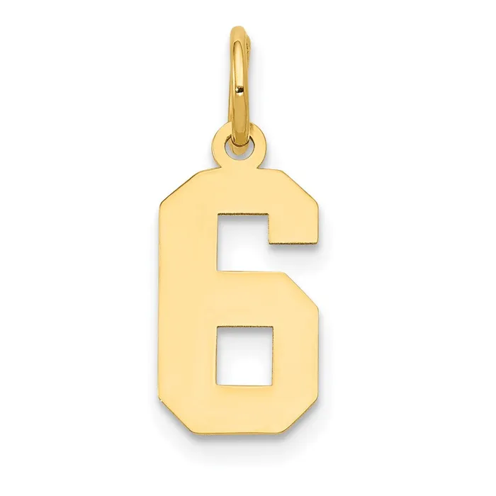 Charm Necklaces TreasureFineJewelers 14k Small Polished Number 6 Charm