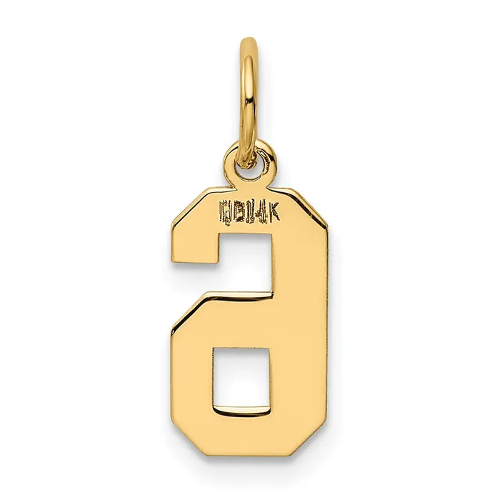 Charm Necklaces TreasureFineJewelers 14k Small Polished Number 6 Charm