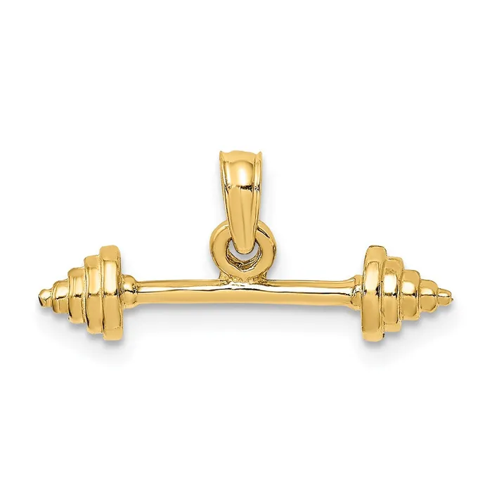 Charm Necklaces TreasureFineJewelers 14K Solid Polished 3D Dumbbell Charm Charm Necklaces TreasureFineJewelers 14K Solid Polished 3D Dumbbell Charm