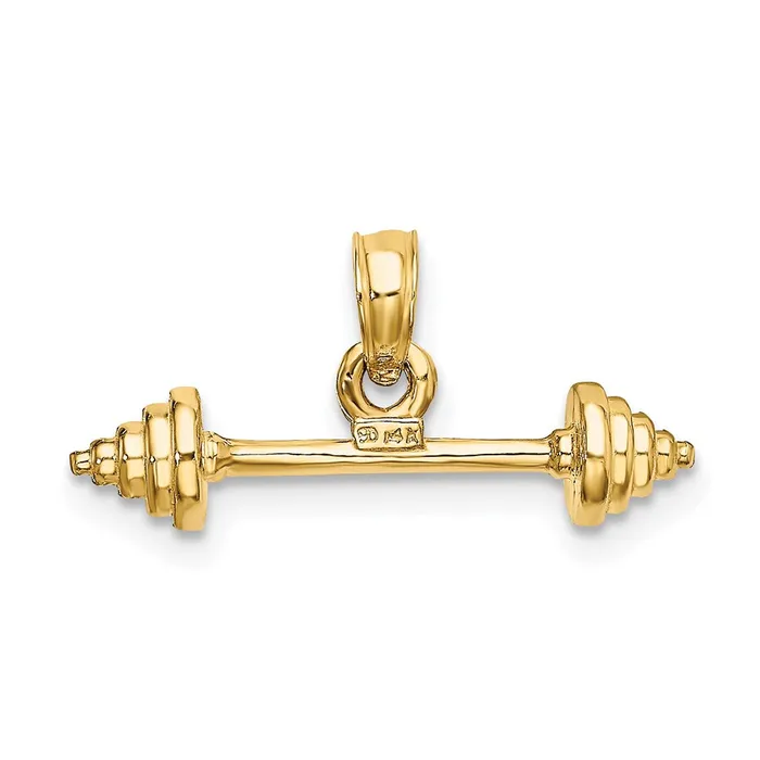 Charm Necklaces TreasureFineJewelers 14K Solid Polished 3D Dumbbell Charm