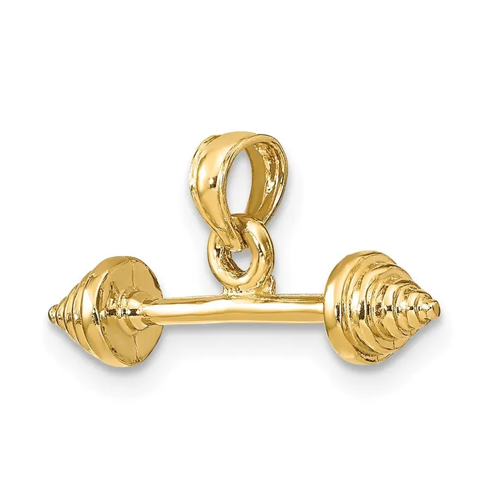 Charm Necklaces TreasureFineJewelers 14K Solid Polished 3D Dumbbell Charm