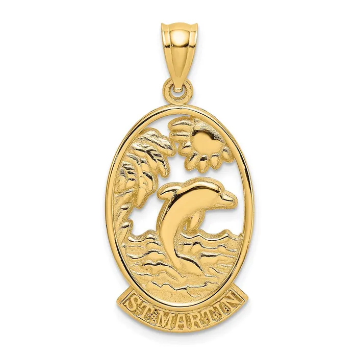 Charm Necklaces TreasureFineJewelers 14K ST MARTIN w Dolphin Sunset Charm