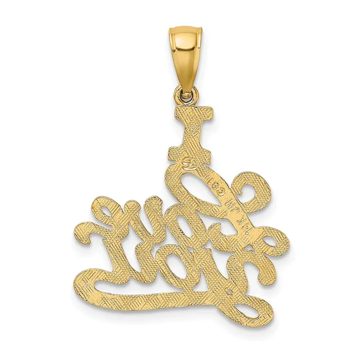 Charm Necklaces TreasureFineJewelers 14K Textured I LOVE YOU Charm