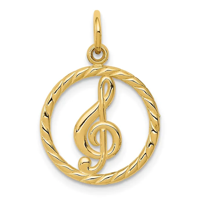 Charm Necklaces TreasureFineJewelers 14k Treble Clef Charm